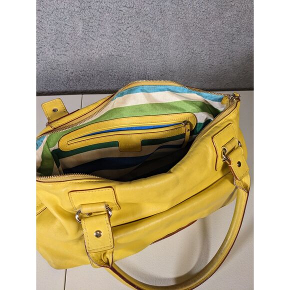 Kate Spade Women's Yellow Leather Hampton Road Satchel Handbag - Picture 6 of 8